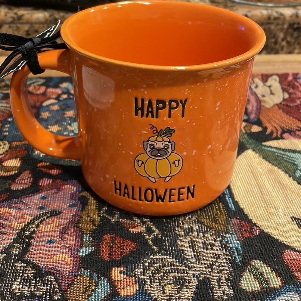 NWT Winifred & Lily Happy Halloween Dog in Pumpkin Costume Mug - Picture 5 of 5